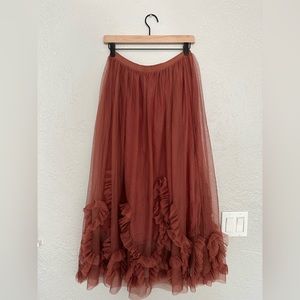 Anthropologie Pink Tulle Ruffle Skirt